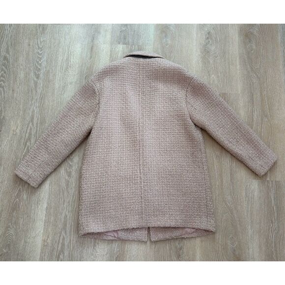 Abercrombie & Fitch Women's Pink Tweed Wool‎ Blend Overcoat Size L - Picture 4 of 5
